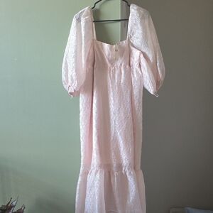 Anthropologie Pink Puff Sleeve Dress